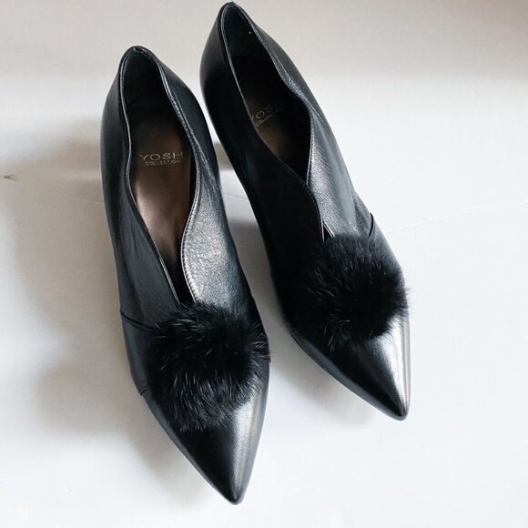 NEW Yosh Collection Black Leather Pur Pom Detail Retro Style Ankle Boot… - Picture 4 of 10
